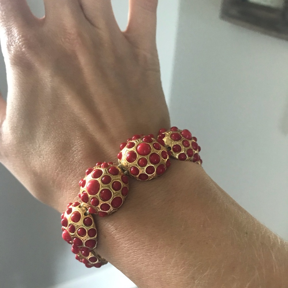 Gold and red bracelet